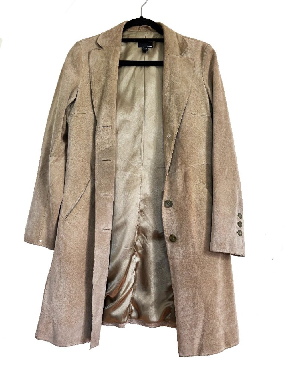 Sage Green REAL Suede Fall Coat by H&M Size 6 EXCELLENT CONDITION